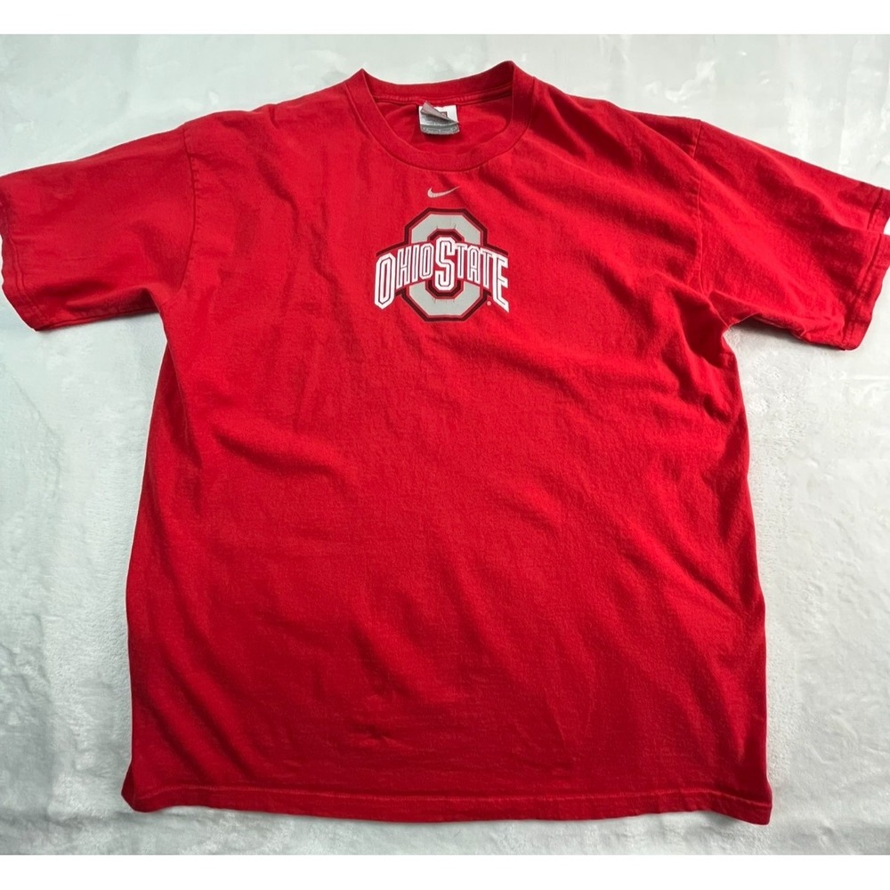 VTG Nike Team Ohio State University‎ Mens L Shirt Red Graphic Print